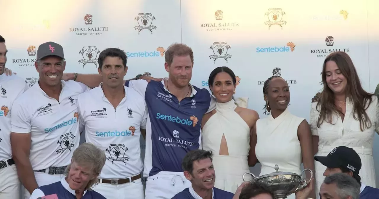 Meghan and Harry in a charity polo match